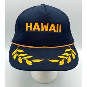 Vintage Blue Gold Hawaii Foam Mesh Snapback Trucker Hat Taiwan